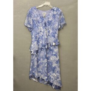 VTG Floral Dress Women's 16 Asymmetrical Whimsical Flutter Sleeve Elastic Waist